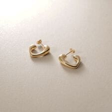 K10中空ラウンデッドシェイプフープ スタッドピアス