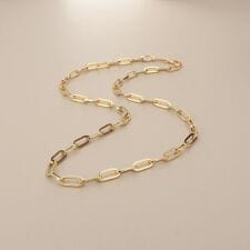 K18中空プリムケーブルチェーン ネックレスXL（45cm）