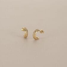 K10ダイヤモンド 甲丸フープ スタッドピアス