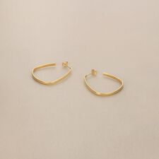 K10中空トラペーズフープ スタッドピアス大