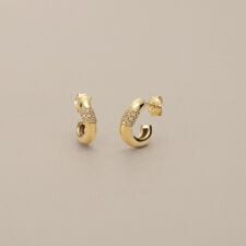 K10ダイヤモンド パヴェカーブフープ スタッドピアス