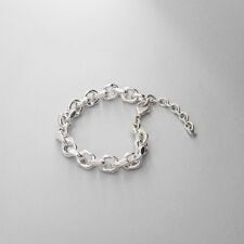 シルバー デザインチェーン ホロウカットケーブルブレスレット