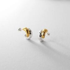 シルバー コンビカラー スモールフープ チャビーローテイテッドピアス