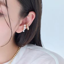≪雑誌掲載商品≫ドレッシングパールイヤーカフ　ゴールド