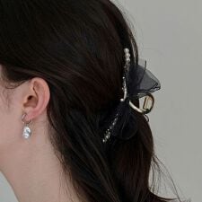 オーガンジーリボンパールバンスクリップ