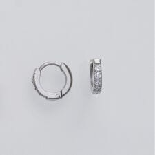 フィービィー(Phoebe)の【金属アレルギー対応】ワンタッチビジューフープミニピアス　シルバー/サージカルステンレス