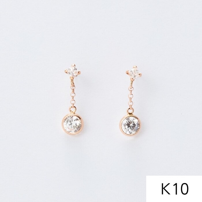 K10】ハーティーダブルループピアス／BOX＆ショッパーつき