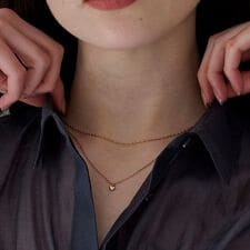 【金属アレルギー対応】2setスウィートハートネックレス　シャンパンゴールド