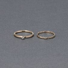 【金属アレルギー対応】2setグレイングリッターリング シャンパンゴールド