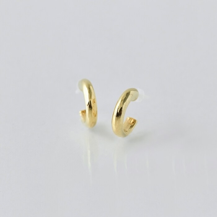 金属アレルギー対応】シンプルフープスナップセラミックピアス