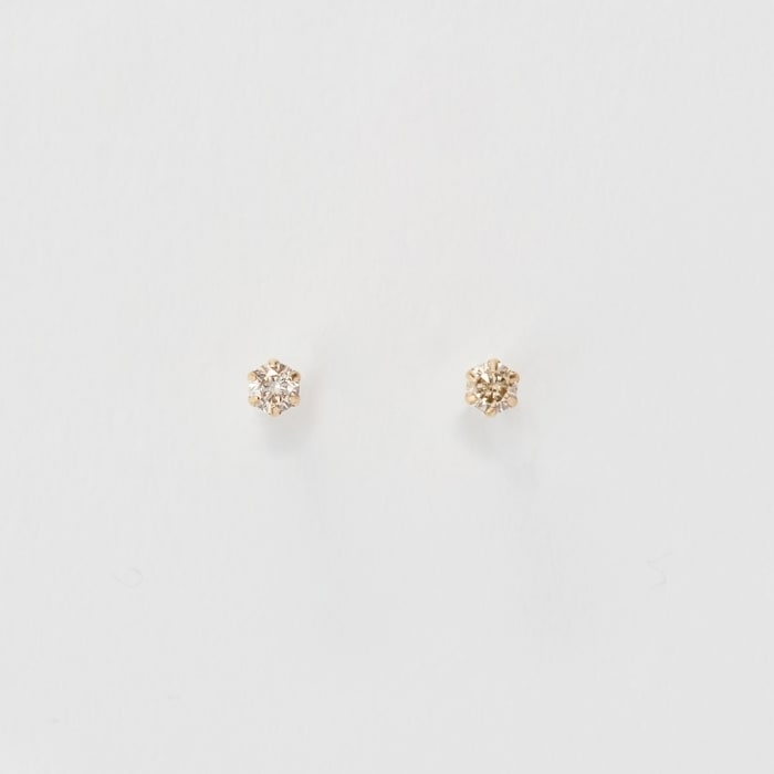 アガット K10 アメリカンピアス 一粒ダイヤモンド 雫型 ティアドロップ