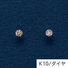【K10】一粒ダイヤモンドピアス　ゴールド/BOX付き
