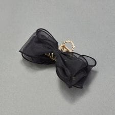 ボリュームオーガンジーリボンバンスクリップ　ブラック