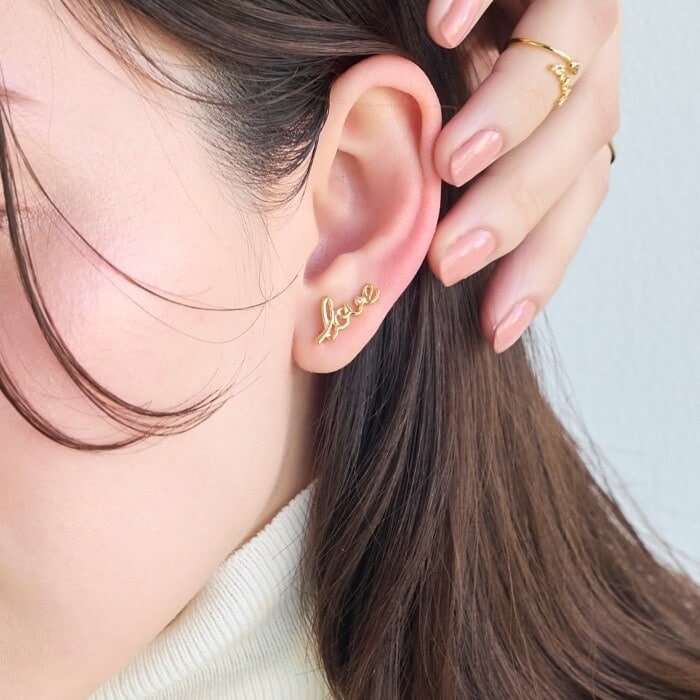 2wayフラワリービジューピアス＆イヤリング ローズゴールド