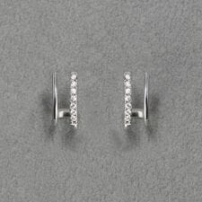 【金属アレルギー対応】メタル×ビジュー2ラインピアス　シルバー/サージカルステンレス