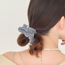 メタルグリッターシュシュ　グレー