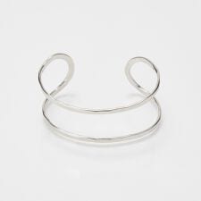 【金属アレルギー対応】2ラインテクスチャーワイドカフバングル　シルバー/ニッケルフリー
