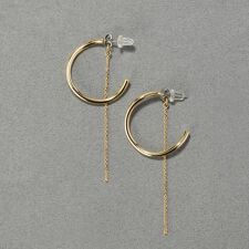 【金属アレルギー対応】2wayウェーブラインフープピアス　ゴールド/ニッケルフリー