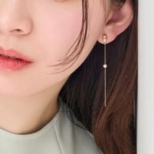 フィービィー(Phoebe)の【金属アレルギー対応】ルミナスパールロングセラミックピアス　シャンパンゴールド