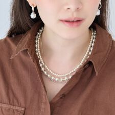 3連ハンサムパールチェーンネックレス
