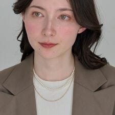 2wayダブルラインパールチェーンネックレス