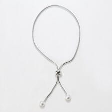 スリムチェーンパールスライドブレスレット　シルバー