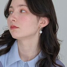 【金属アレルギー対応】リップルパールフープピアス　シルバー/ステンレス/大ぶり/存在感◎/主役級