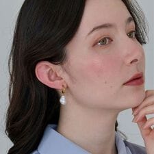 【金属アレルギー対応】バランスバロックパールフープイヤリング　ゴールド/ステンレス/大ぶり/主役級