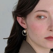 【金属アレルギー対応】モーションリングパールピアス/ニッケルフリー/大ぶり/存在感◎/主役級