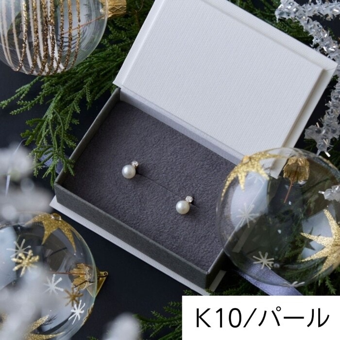 Cラインのパールキャッチピアス[2粒パール] | シエナロゼ(SIENA ROSE