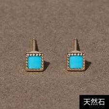 【K10】スクエア天然石ピアス／ターコイズ