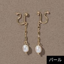 【K10】淡水パール×チェーンイヤリング