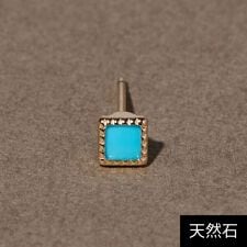 ジュピター(JUPITER)の【片耳】K10スクエア天然石ピアス ターコイズ