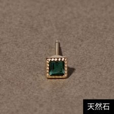 ジュピター(JUPITER)の【片耳】K10スクエア天然石ピアス グリーンクォーツ