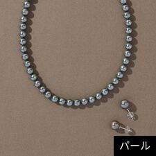 【国産貝パール】フォーマルパールネックレス＆ピアスセット グレー
