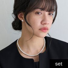 【国産貝パール】フォーマルパールネックレス＆イヤリングセット ホワイト