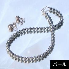 【国産貝パール】フォーマルパールネックレス＆イヤリングセット グレー