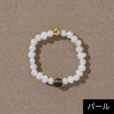 ジュピター(JUPITER)の淡水パール×天然石リング/ゴム仕様/～13号