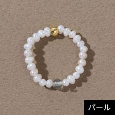 ジュピター(JUPITER)の淡水パール×天然石リング/ゴム仕様/金属アレルギー対応/ニッケルフリー