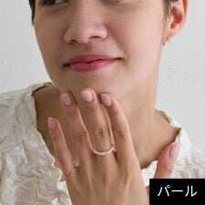 淡水パール×天然石リング/ゴム仕様/金属アレルギー対応/ニッケルフリー