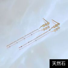 【K10】天然石ペタルチェーンピアス/モテピアス/オパール