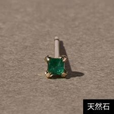 【片耳】K10スクエアカットエメラルドスタッドピアス/天然石