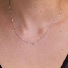 【SV】バテイダイヤモンドネックレス<全長約40+6cm>/金属アレルギー対応