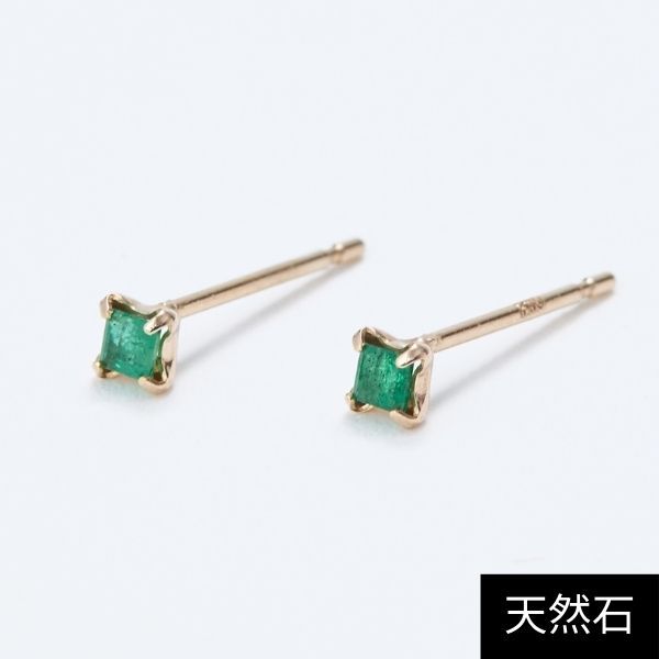 K10】スクエアカットエメラルドスタッドピアス/天然石 | ジュピター