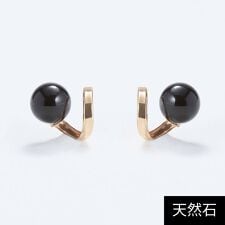 【K10】天然石フープフォルムピアス/オニキス