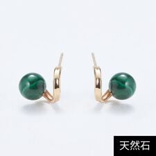 【K10】天然石フープフォルムピアス/マラカイト