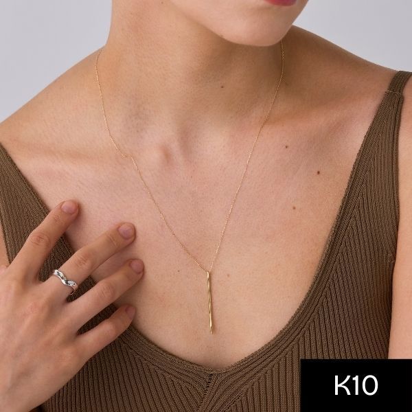 K10 Y字キラチェーンバーロングネックレス( YG) | テイクアップ ピュア
