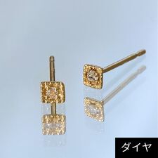 【K10】ダイヤモンドスクエアピアス