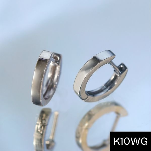 K10】ストレートフープピアス／片耳／ ユニセックス／シルバー