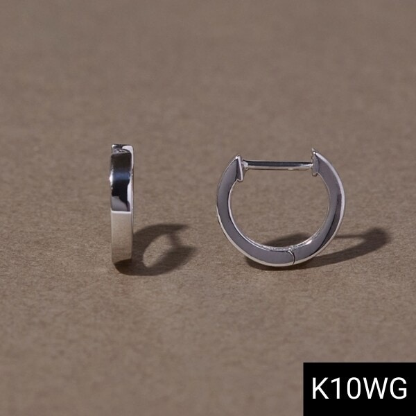 K10】ストレートフープピアス／ユニセックス／マットゴールド